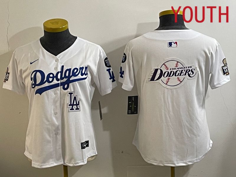 Youth Los Angeles Dodgers Blank White Game 2024 Nike MLB Jersey style 112128->youth mlb jersey->Youth Jersey